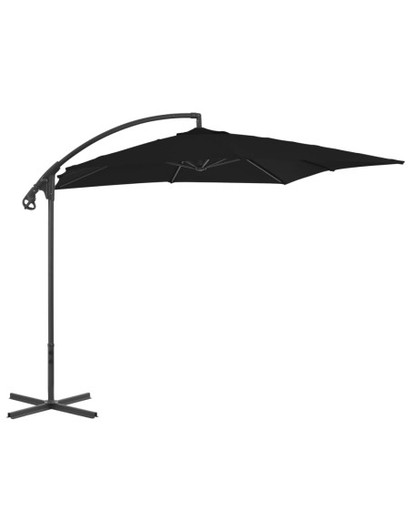 Parasol déporté avec mât en acier 250x250 cm Noir