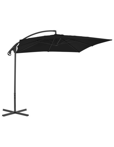 Parasol déporté avec mât en acier 250x250 cm Noir