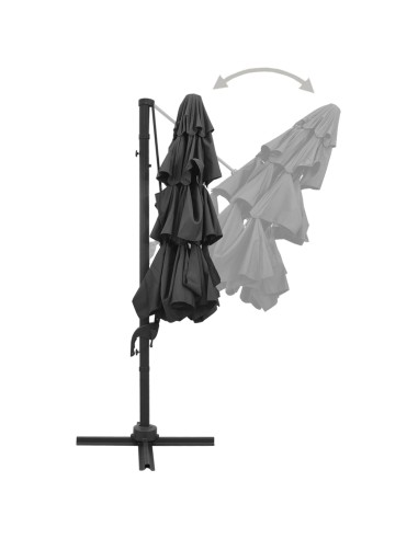 Parasol à 4 niveaux avec mât en aluminium...