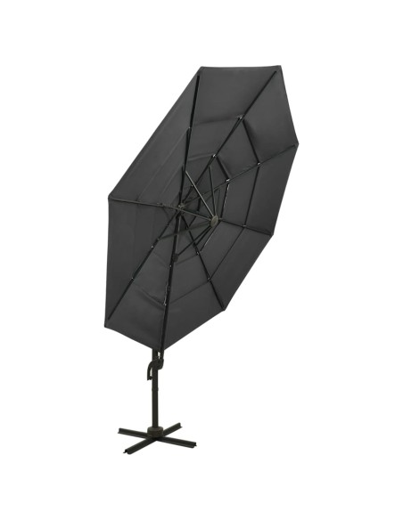 Parasol à 4 niveaux avec mât en aluminium Anthracite 3x3 m