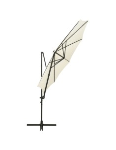 Parasol déporté avec mât et lumières LED Sable 300 cm 2
