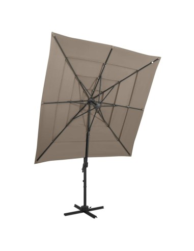 Parasol à 4 niveaux avec mât en aluminium Taupe 250x250 cm