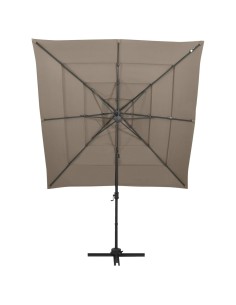 Parasol à 4 niveaux avec mât en aluminium Taupe 250x250 cm 2