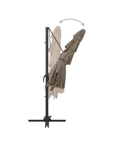 Parasol à 4 niveaux avec mât en aluminium Taupe...