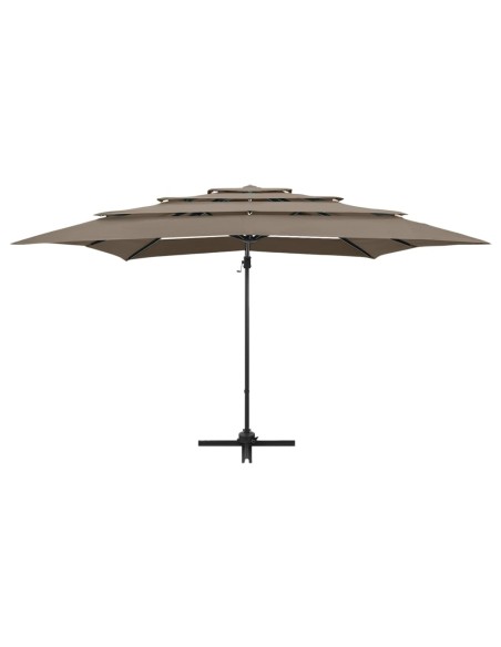 Parasol à 4 niveaux avec mât en aluminium Taupe 250x250 cm