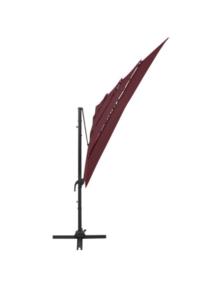 Parasol à 4 niveaux avec mât en aluminium Bordeaux 250x250 cm