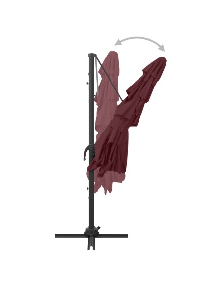 Parasol à 4 niveaux avec mât en aluminium Bordeaux 250x250 cm