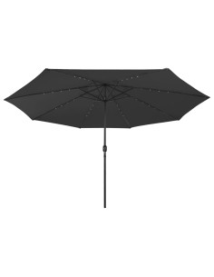Parasol d'extérieur avec LED et mât en métal 400 cm Noir 2