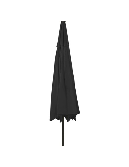 Parasol d'extérieur avec LED et mât en métal 400 cm Noir