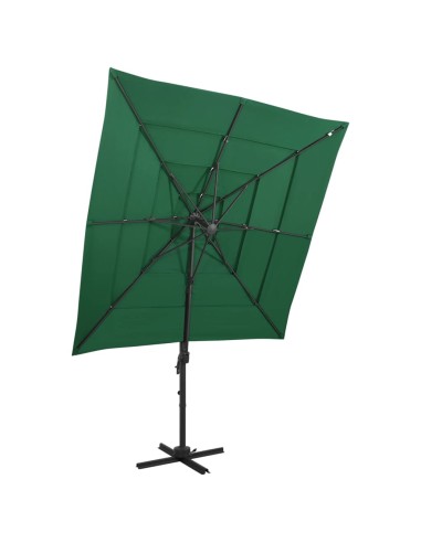 Parasol à 4 niveaux avec mât en aluminium Vert 250x250 cm