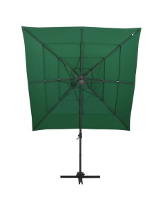 Parasol à 4 niveaux avec mât en aluminium Vert 250x250 cm 2