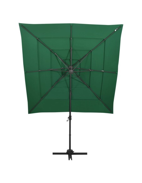 Parasol à 4 niveaux avec mât en aluminium Vert 250x250 cm