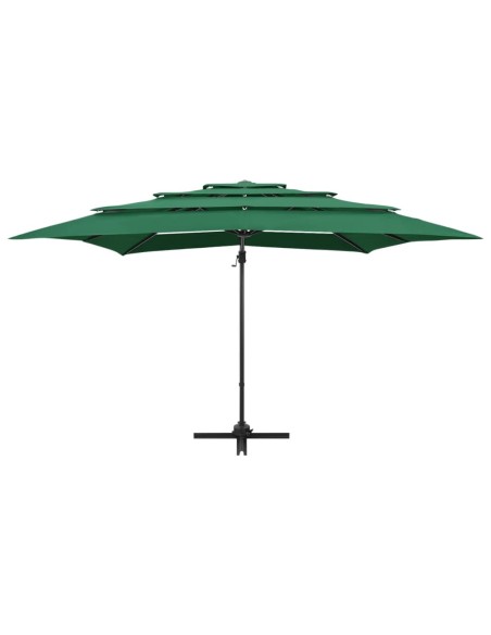 Parasol à 4 niveaux avec mât en aluminium Vert 250x250 cm