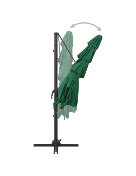 Parasol à 4 niveaux avec mât en aluminium Vert 250x250 cm