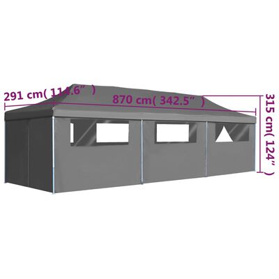 dimensions Tente de réception pliable anthracite avec 8 parois 3x9m