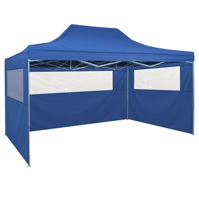 Tente pliable bleu avec 4 parois latérales 3x4,5m