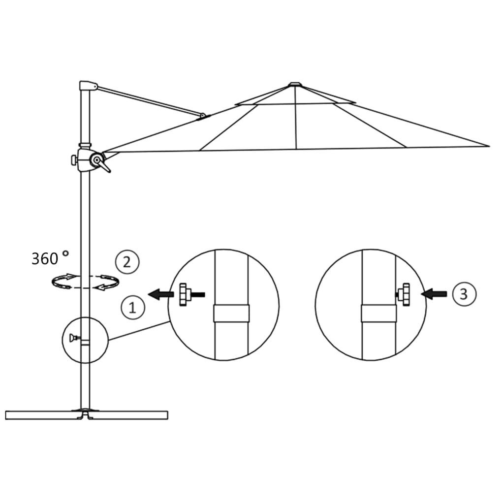 Parasol en porte-à-faux avec mât en Acier