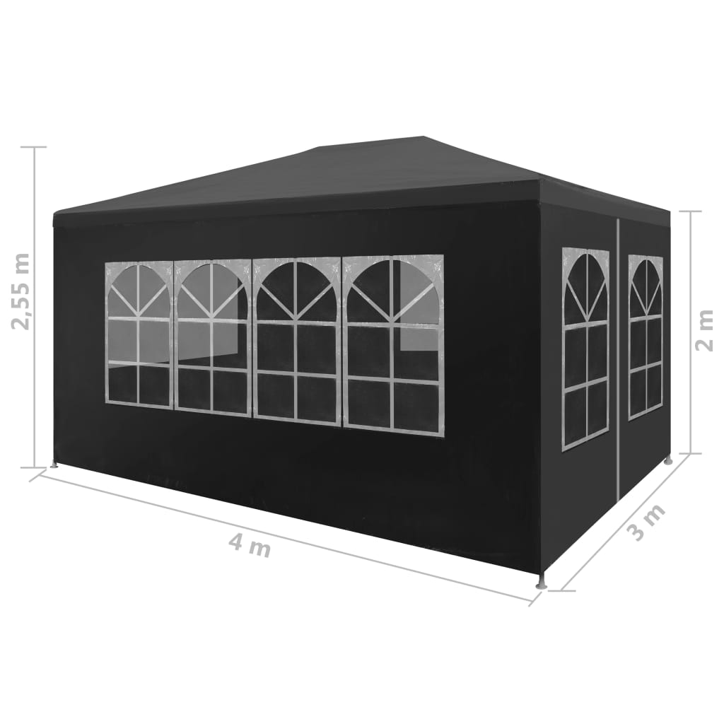 dimensions Tente de réception anthracite avec parois fenêtre 3x4m 