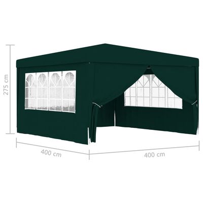 dimensions Tente de réception et parois latérales verte 4x4m