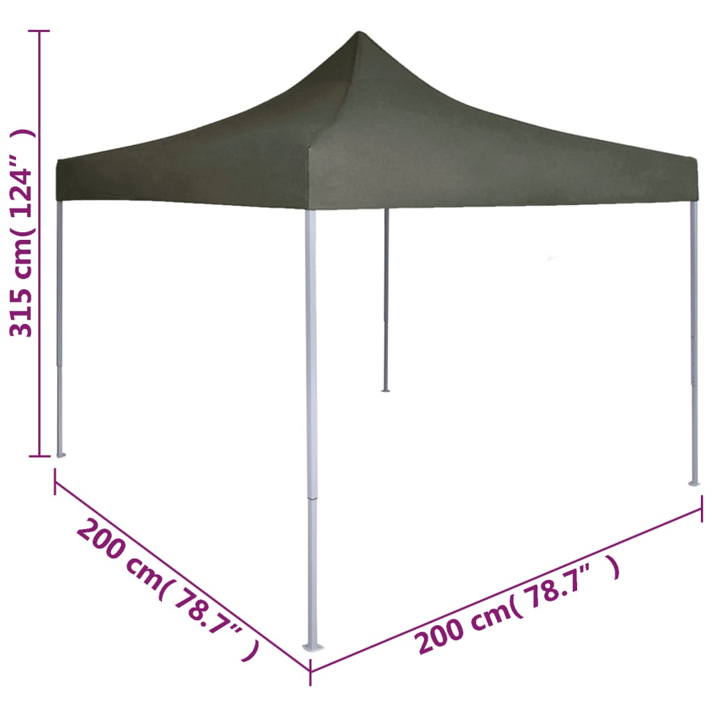 Tente réception pliable en acier anthracite 2x2m